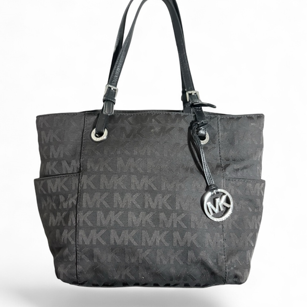 Michael Kors Jet Set Medium Pocket Tote - Black Monogram Nylon
